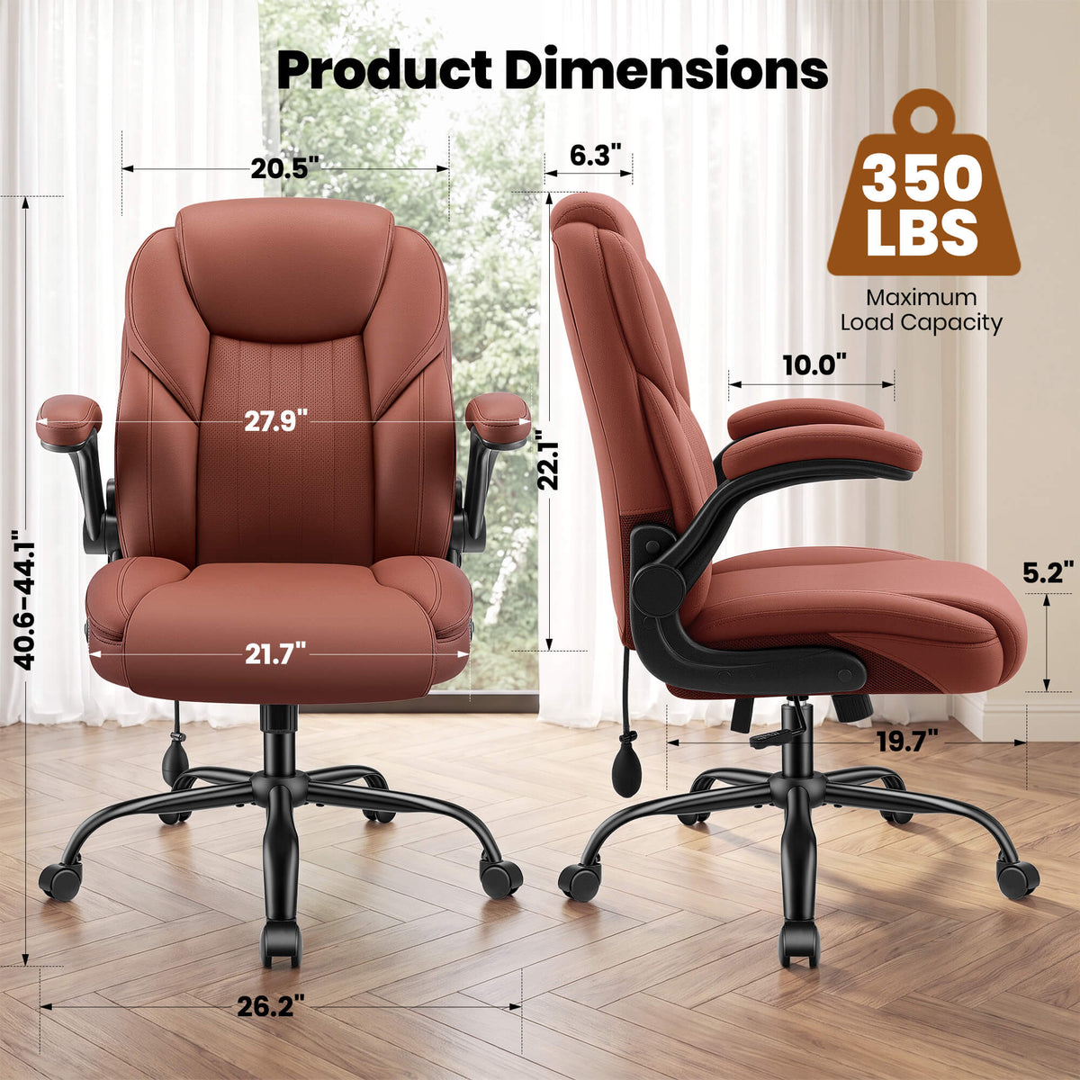 AtHope Ergonomic Leather Office Chair with Inflatable Lumbar Support