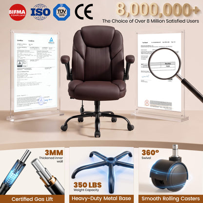 AtHope Ergonomic Leather Office Chair with Inflatable Lumbar Support