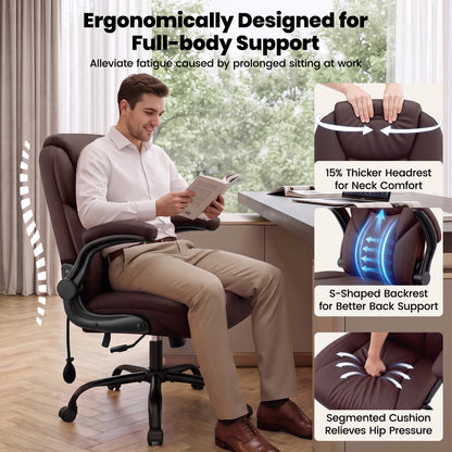 AtHope Ergonomic Leather Office Chair with Inflatable Lumbar Support