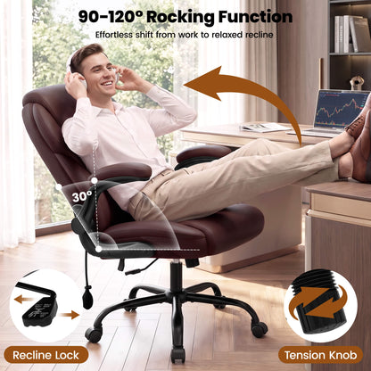 AtHope Ergonomic Leather Office Chair with Inflatable Lumbar Support
