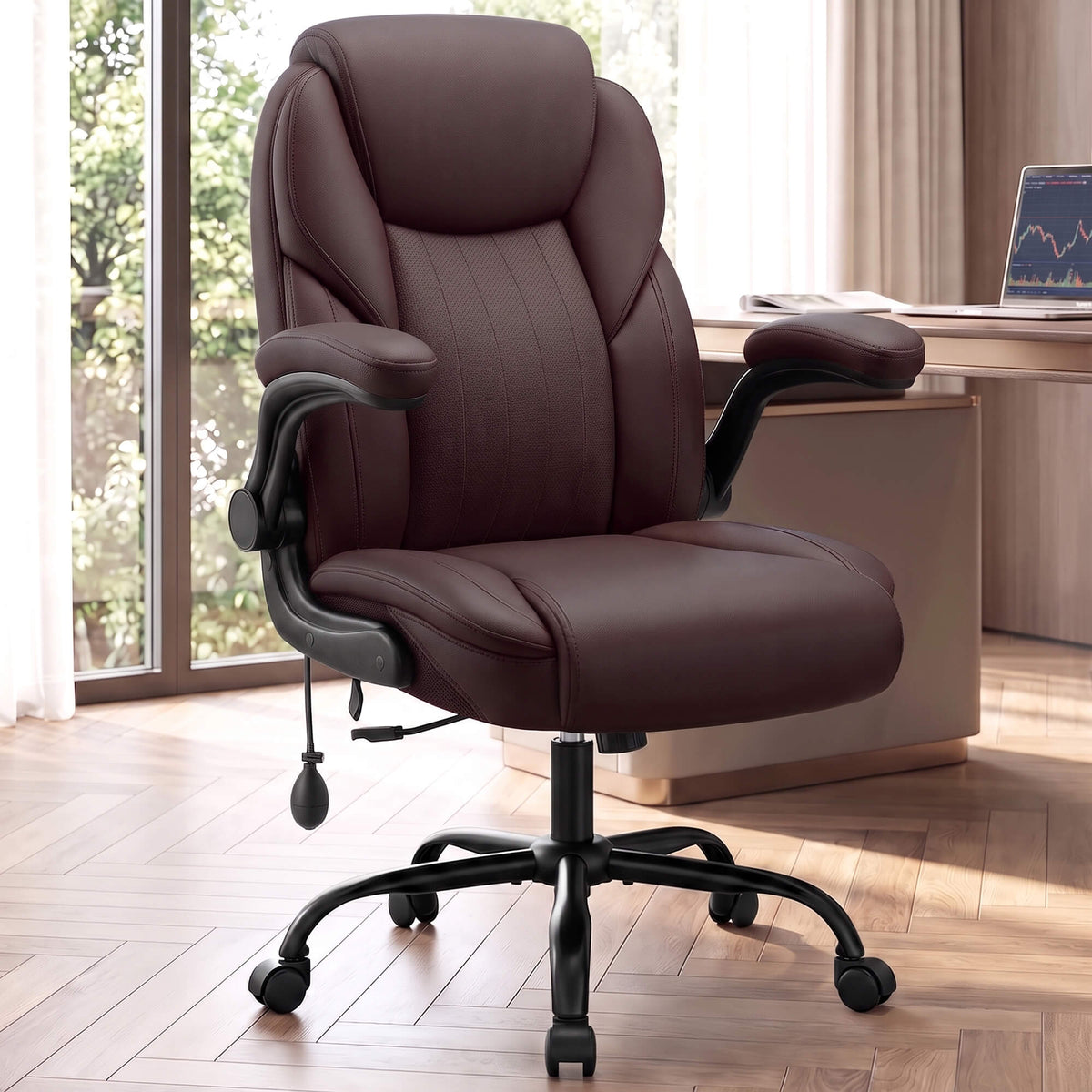 AtHope Ergonomic Leather Office Chair with Inflatable Lumbar Support