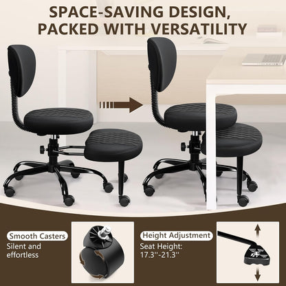 AtHope Ergonomic Cross Legged Office Chair with Wheels - Adjustable Height for Meditation, ADHD Desk & Yoga - Wide Criss Cross Design with Lumbar Support, Kneeling Chair