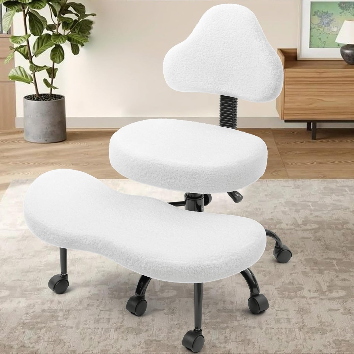 Cross Legged Office Chair, Criss Cross Desk Chair ADHD Meditation Kneeling Yoga Seat with Adjustable Height, Lumbar Support, Wider Footrest and Wheels