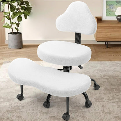 Cross Legged Office Chair, Criss Cross Desk Chair ADHD Meditation Kneeling Yoga Seat with Adjustable Height, Lumbar Support, Wider Footrest and Wheels