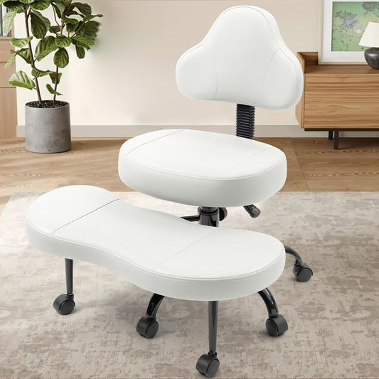 AtHope Cross Legged Office Chair, Criss Cross Desk Chair ADHD Meditation Kneeling Yoga Seat with Adjustable Height, Lumbar Support, Wider Footrest and Wheels