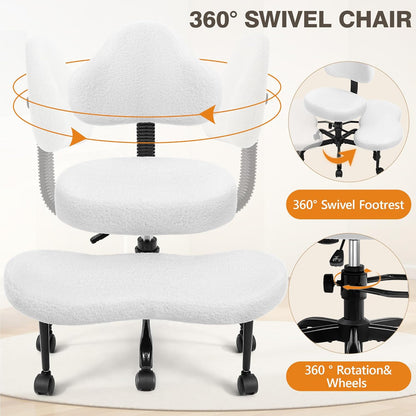 Cross Legged Office Chair, Criss Cross Desk Chair ADHD Meditation Kneeling Yoga Seat with Adjustable Height, Lumbar Support, Wider Footrest and Wheels