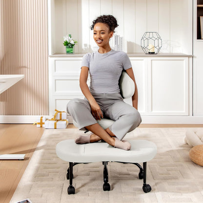 AtHope Cross Legged Office Chair, Criss Cross Desk Chair ADHD Meditation Kneeling Yoga Seat with Adjustable Height, Lumbar Support, Wider Footrest and Wheels