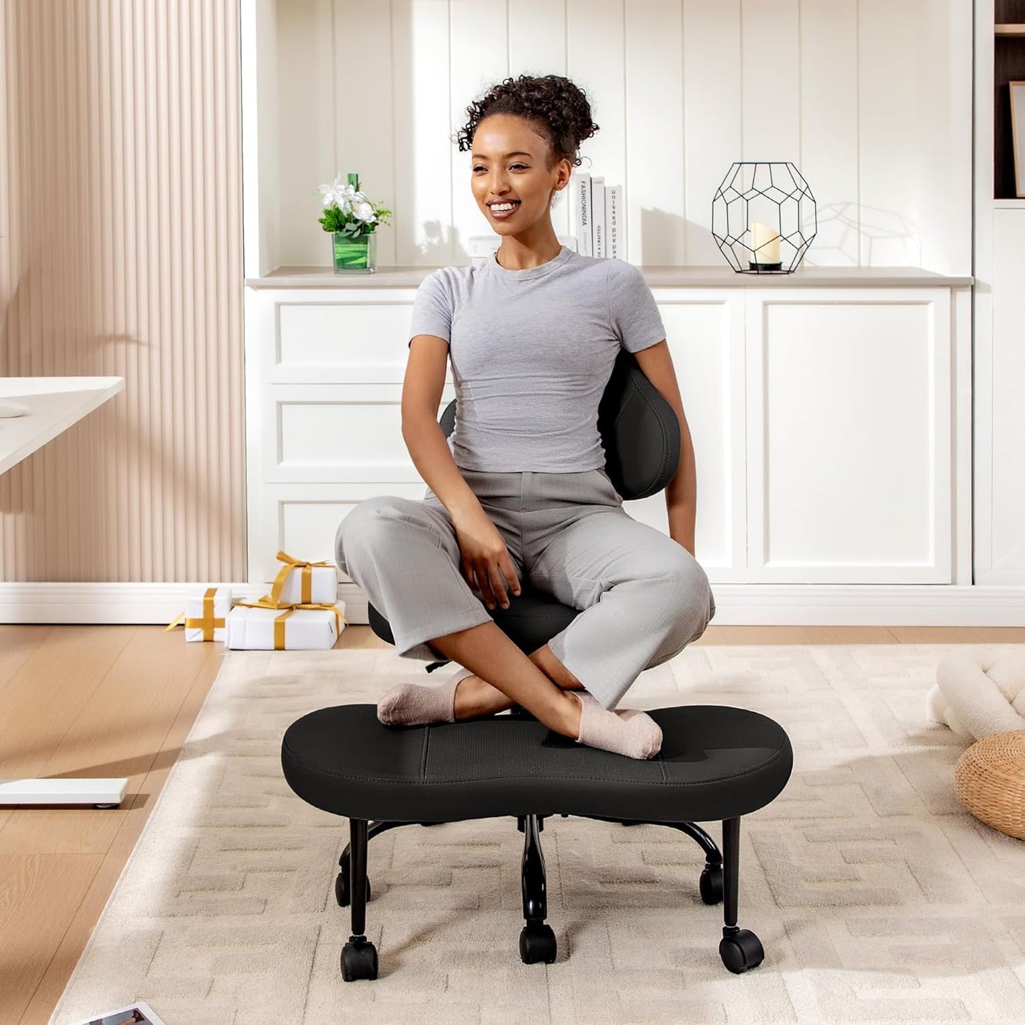 AtHope Cross Legged Office Chair, Criss Cross Desk Chair ADHD Meditation Kneeling Yoga Seat with Adjustable Height