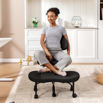 Cross Legged Office Chair, Criss Cross Desk Chair ADHD Meditation Kneeling Yoga Seat with Adjustable Height, Lumbar Support, Wider Footrest and Wheels