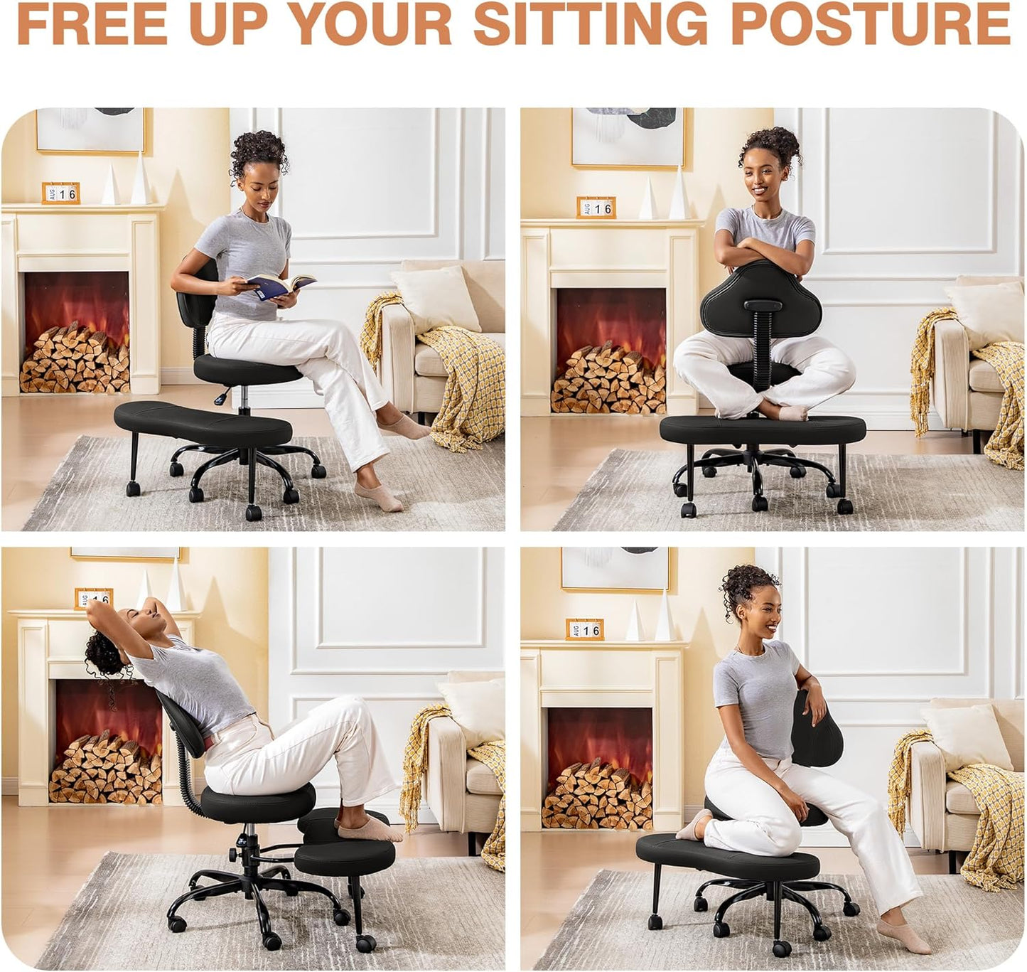 AtHope Cross Legged Office Chair, Criss Cross Desk Chair ADHD Meditation Kneeling Yoga Seat with Adjustable Height