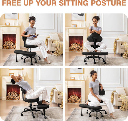 AtHope Cross Legged Office Chair, Criss Cross Desk Chair ADHD Meditation Kneeling Yoga Seat with Adjustable Height