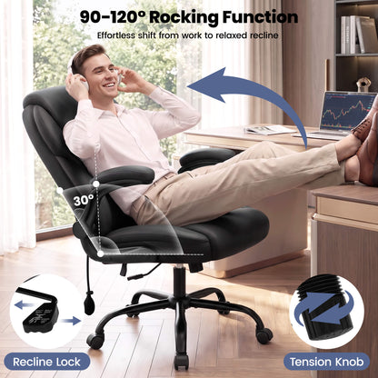 AtHope Ergonomic Leather Office Chair with Inflatable Lumbar Support