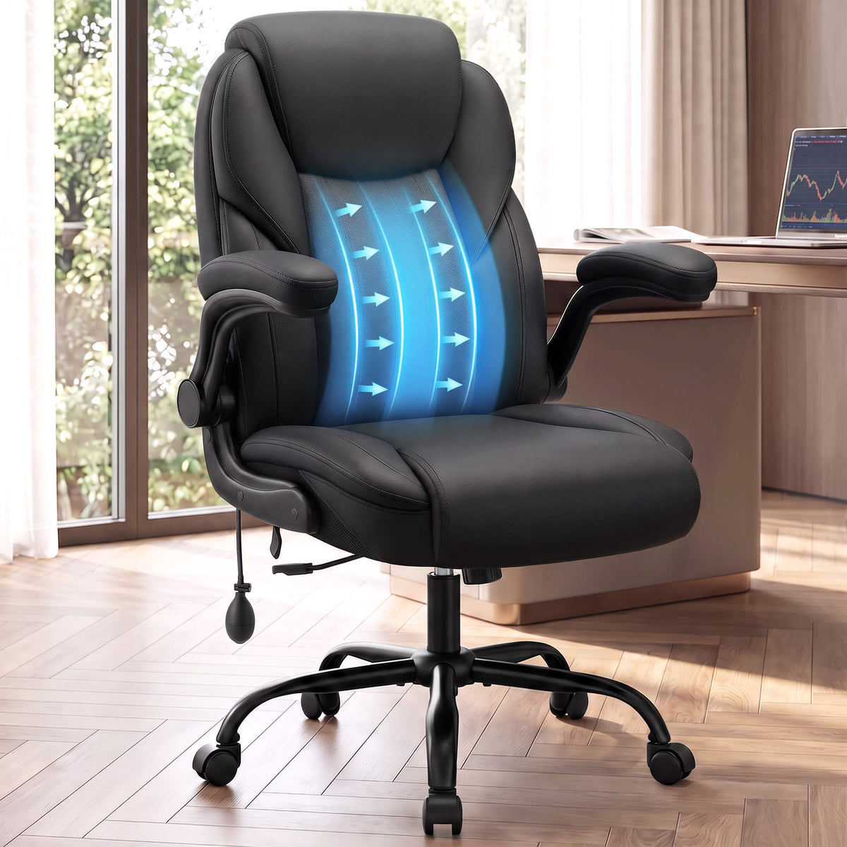 AtHope Ergonomic Leather Office Chair with Inflatable Lumbar Support