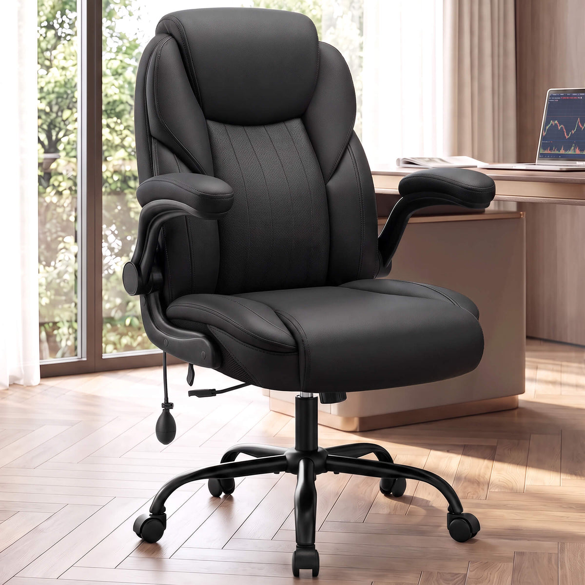 AtHope Ergonomic Leather Office Chair with Inflatable Lumbar Support