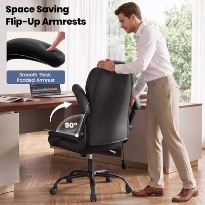AtHope Ergonomic Leather Office Chair with Inflatable Lumbar Support