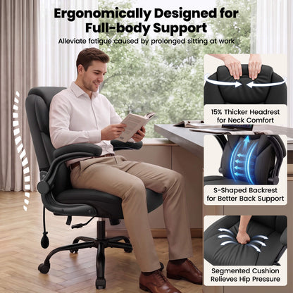 AtHope Ergonomic Leather Office Chair with Inflatable Lumbar Support