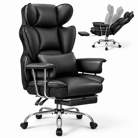 AtHope Big and Tall Office Chair with Footrest, Executive Desk Chair, Black