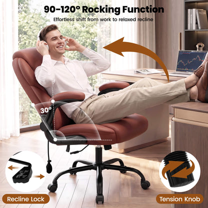 AtHope Ergonomic Leather Office Chair with Inflatable Lumbar Support