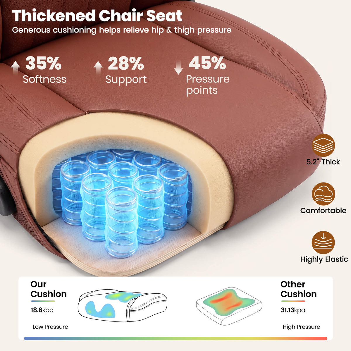 AtHope Ergonomic Leather Office Chair with Inflatable Lumbar Support