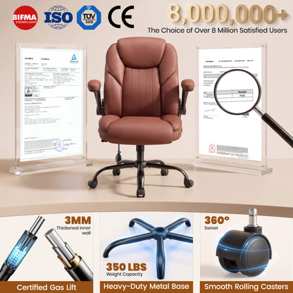 AtHope Ergonomic Leather Office Chair with Inflatable Lumbar Support