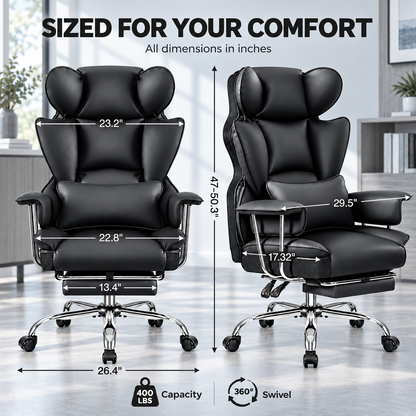 AtHope Big and Tall Office Chair with Footrest, Executive Desk Chair, Black