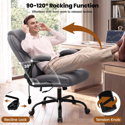 AtHope Ergonomic Leather Office Chair with Inflatable Lumbar Support
