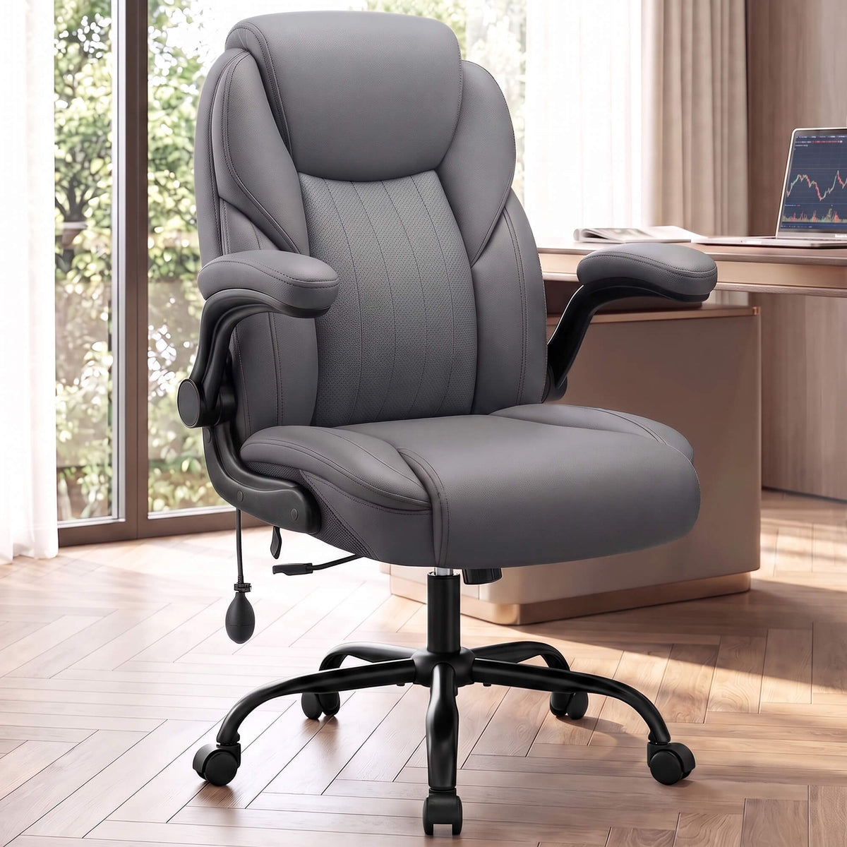 AtHope Ergonomic Leather Office Chair with Inflatable Lumbar Support