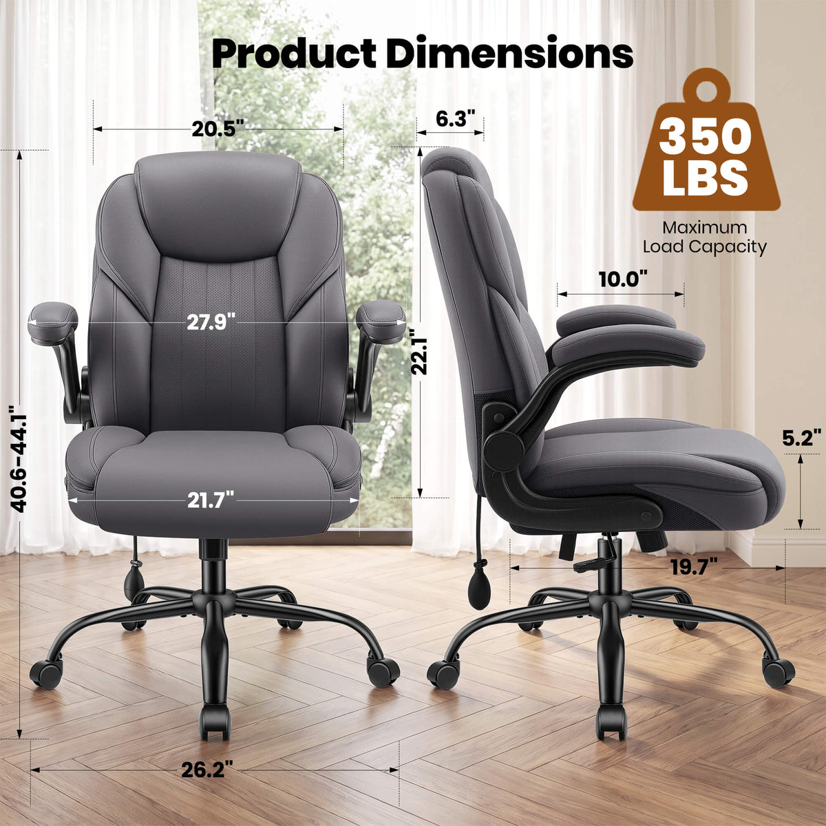 AtHope Ergonomic Leather Office Chair with Inflatable Lumbar Support