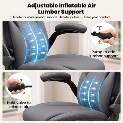 AtHope Ergonomic Leather Office Chair with Inflatable Lumbar Support
