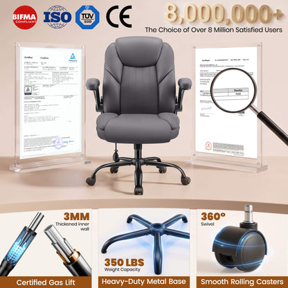 AtHope Ergonomic Leather Office Chair with Inflatable Lumbar Support