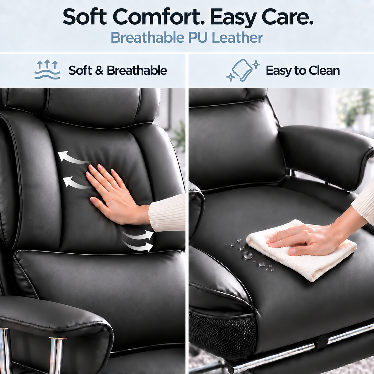 AtHope Big and Tall Office Chair with Footrest, Executive Desk Chair, Black